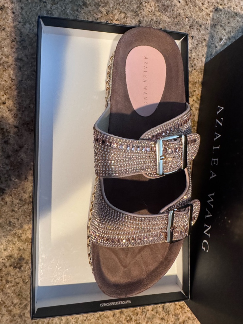 Azalea Wang size 10 Sparkling Rose Gold Double-Buckle Platform Sandal - Picture 4 of 8